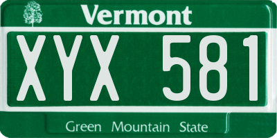 VT license plate XYX581
