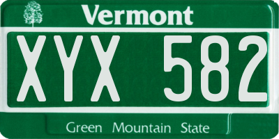 VT license plate XYX582