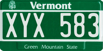 VT license plate XYX583