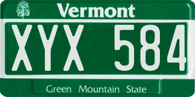 VT license plate XYX584