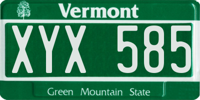 VT license plate XYX585