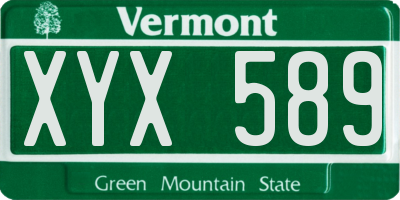 VT license plate XYX589