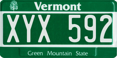 VT license plate XYX592