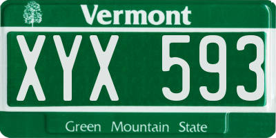 VT license plate XYX593