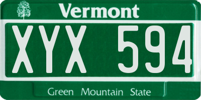 VT license plate XYX594