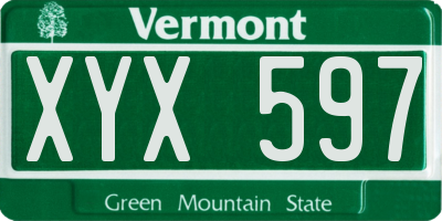 VT license plate XYX597