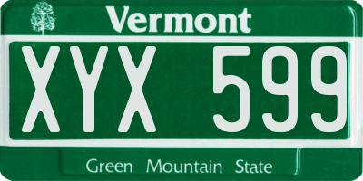 VT license plate XYX599