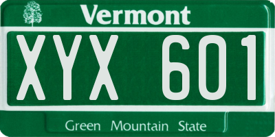 VT license plate XYX601