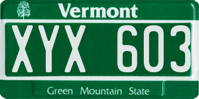 VT license plate XYX603