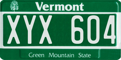 VT license plate XYX604