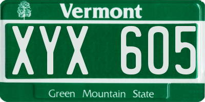VT license plate XYX605