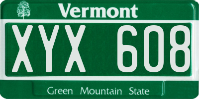 VT license plate XYX608
