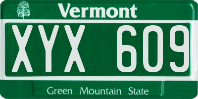 VT license plate XYX609