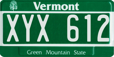 VT license plate XYX612
