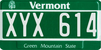 VT license plate XYX614