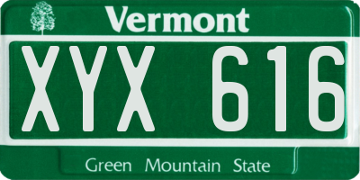 VT license plate XYX616