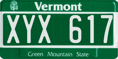 VT license plate XYX617