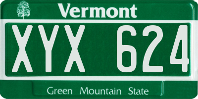 VT license plate XYX624