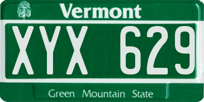 VT license plate XYX629