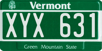 VT license plate XYX631