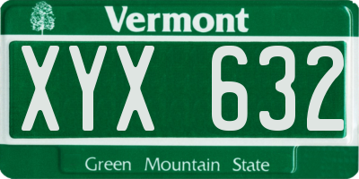 VT license plate XYX632