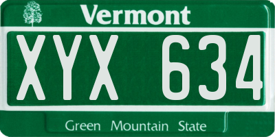 VT license plate XYX634