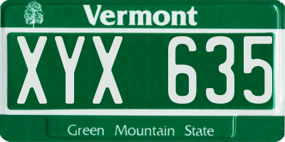 VT license plate XYX635