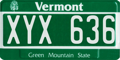 VT license plate XYX636