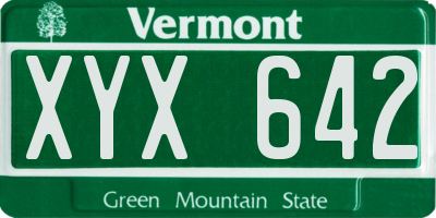 VT license plate XYX642