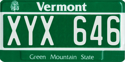 VT license plate XYX646