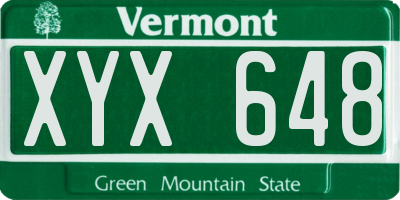 VT license plate XYX648