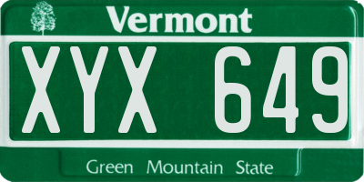 VT license plate XYX649