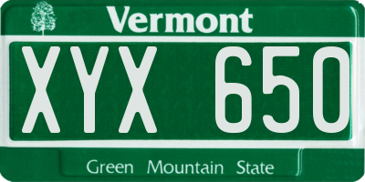 VT license plate XYX650