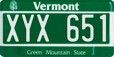 VT license plate XYX651