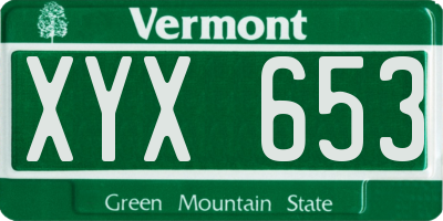 VT license plate XYX653
