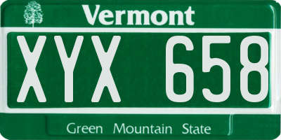 VT license plate XYX658