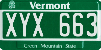 VT license plate XYX663