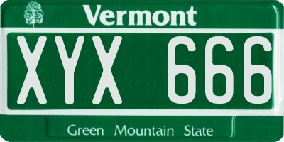 VT license plate XYX666