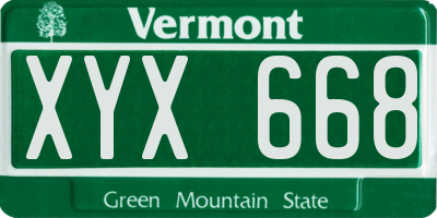 VT license plate XYX668