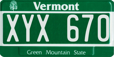 VT license plate XYX670