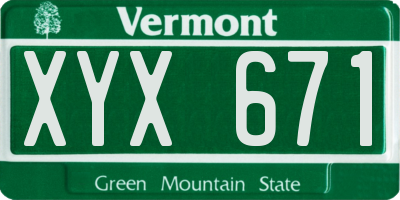 VT license plate XYX671