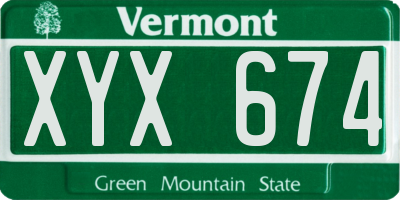 VT license plate XYX674