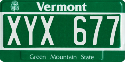 VT license plate XYX677