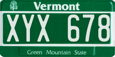 VT license plate XYX678