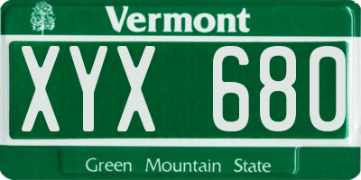 VT license plate XYX680