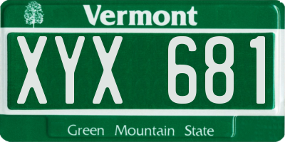 VT license plate XYX681