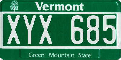 VT license plate XYX685
