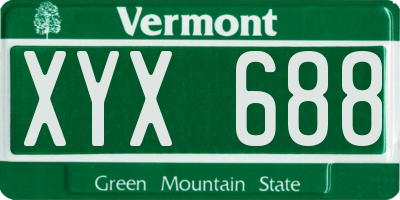 VT license plate XYX688