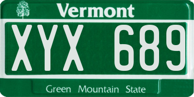 VT license plate XYX689
