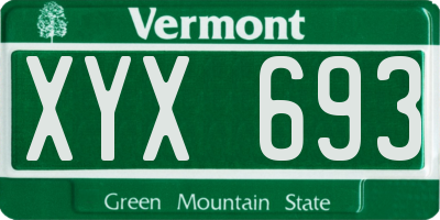 VT license plate XYX693